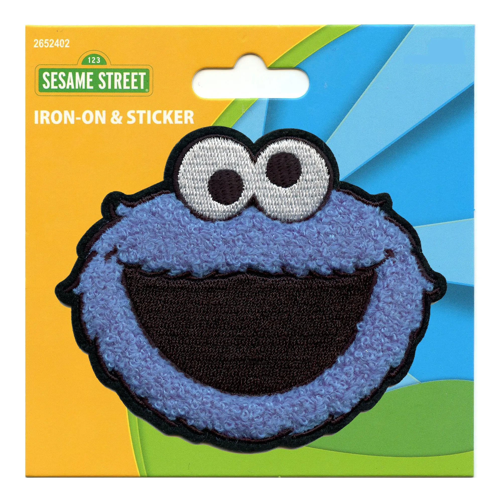 Cookie Monster Portrait Patch 123 Sesame Street Chenille Embroidered Iron-On