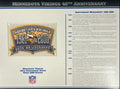 2000 Minnesota Vikings 40th Anniversary Willabee & Ward Patch With Stat Card