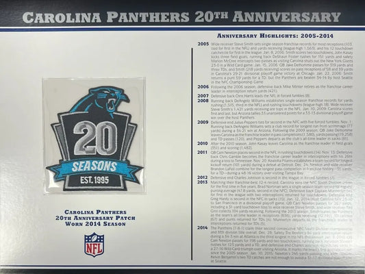 2014 Carolina Panthers 20th Anniversary Willabee & Ward Patch With Stat Card