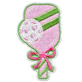 Coquette Pickleball Paddle Patch Pink Racket Ball Embroidered Iron On Patch