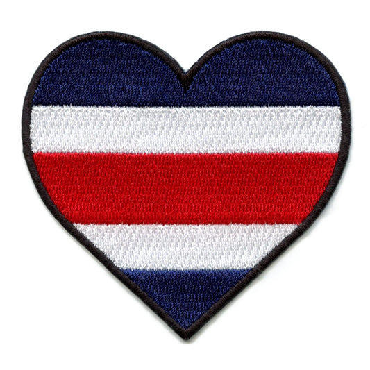 Costa Rica Flag Patch Hispanic Country Heart Embroidered Iron on