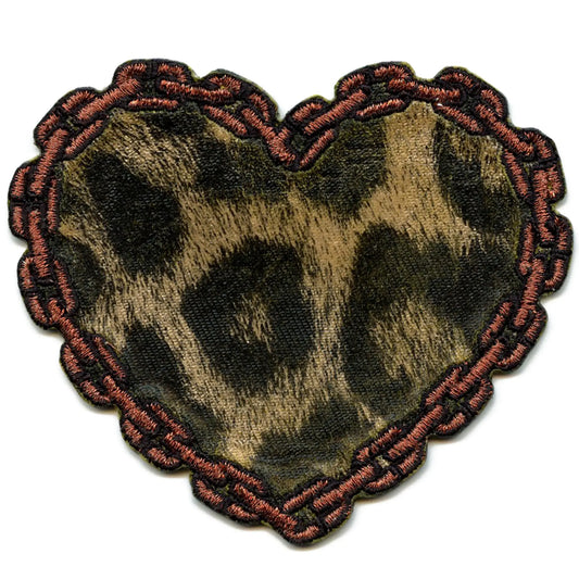 Cheetah Chain Heart Patch Animal Print Aesthetic Embroidered Iron on