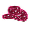 Pink Glitter Cowgirl Hat Patch Stars Western Embroidered Iron On
