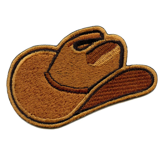 Brown Cowboy Hat Patch Western Rodeo Country Embroidered Iron On