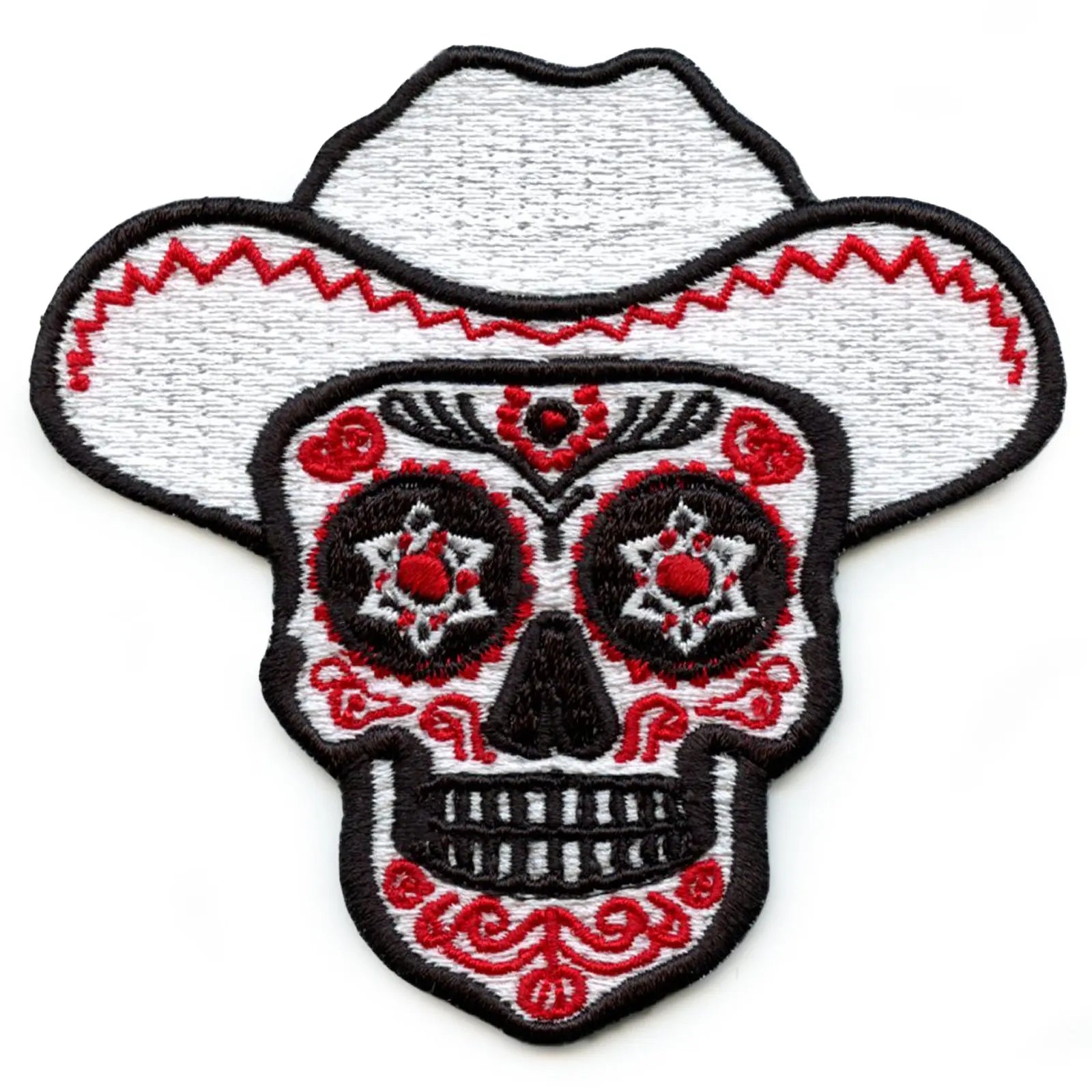 Cowboy Sugar Skull Patch Día de Los Muertos Embroidered Iron On