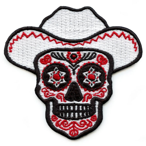 Cowboy Sugar Skull Patch Día de Los Muertos Embroidered Iron On