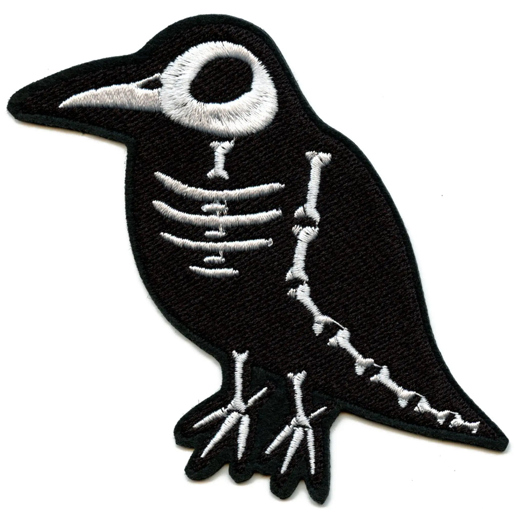 Patch à rayons X squelette de corbeau oiseau intérieur effrayant brodé thermocollant