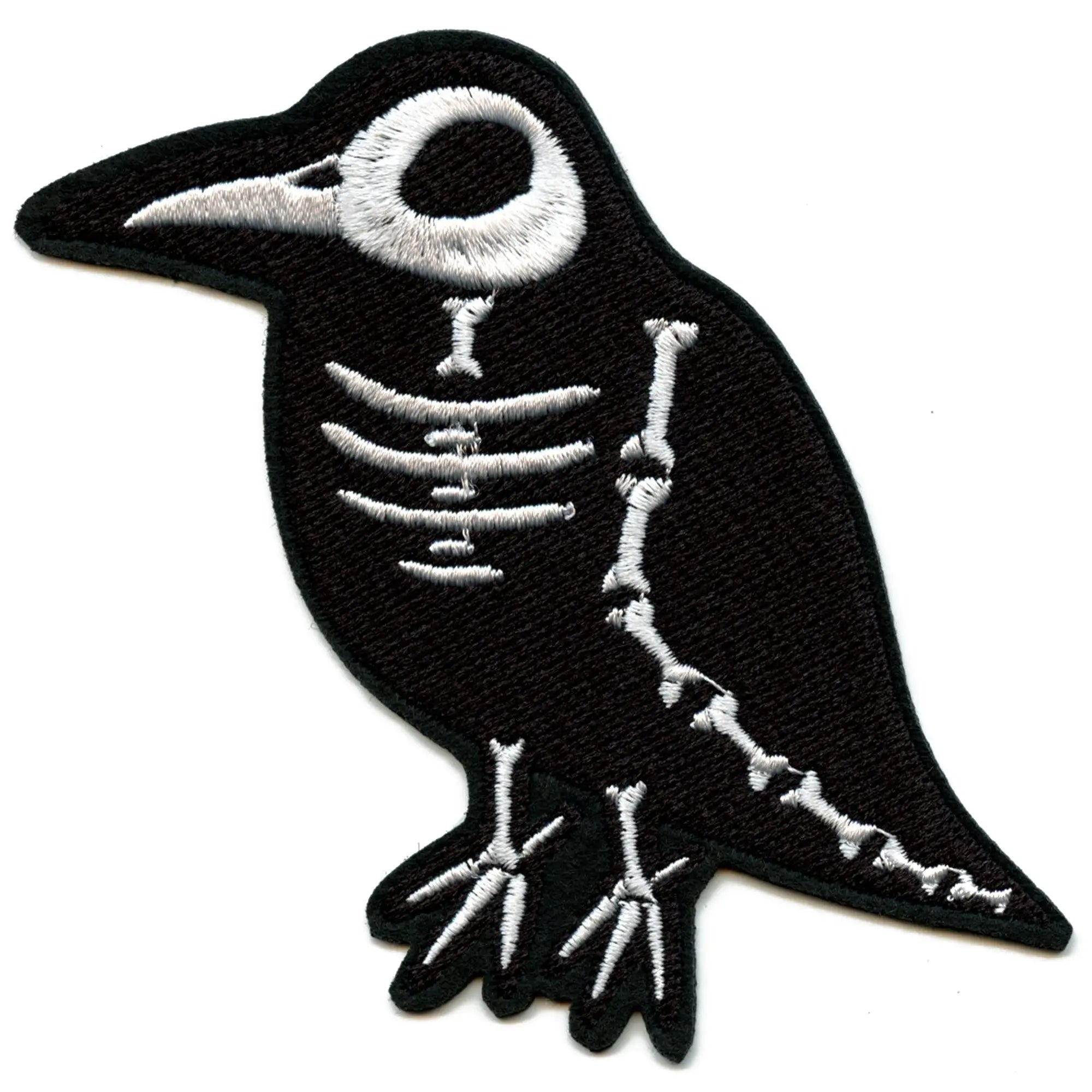Patch à rayons X squelette de corbeau oiseau intérieur effrayant brodé thermocollant