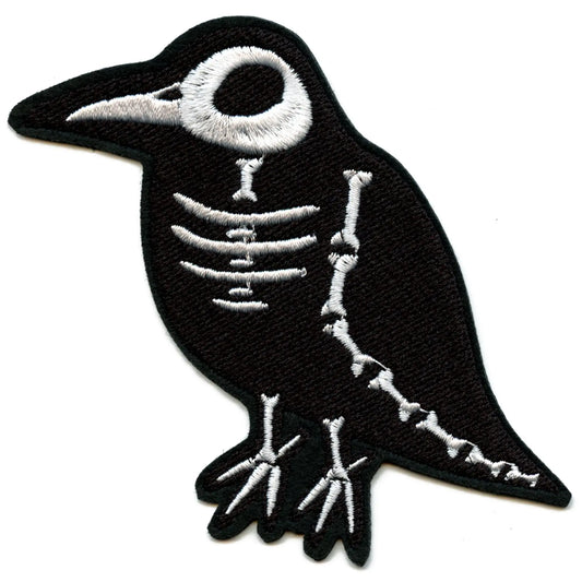 Crow Skeleton Patch Scary Inner Bird Embroidered Iron On