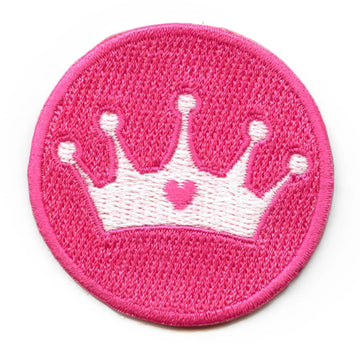 Princess Crown Badge Patch Pink Toys Heart Embroidered Iron On