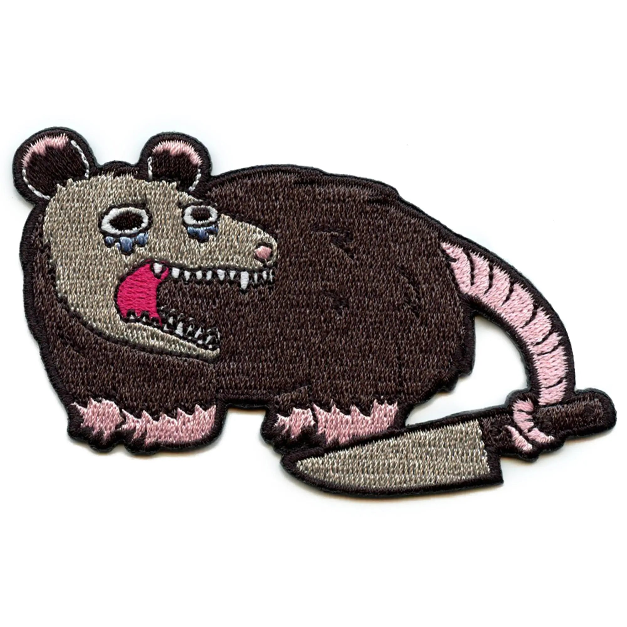 Patch Opossum effrayé qui pleure Couteau Mammifère marsupial Brodé à repasser