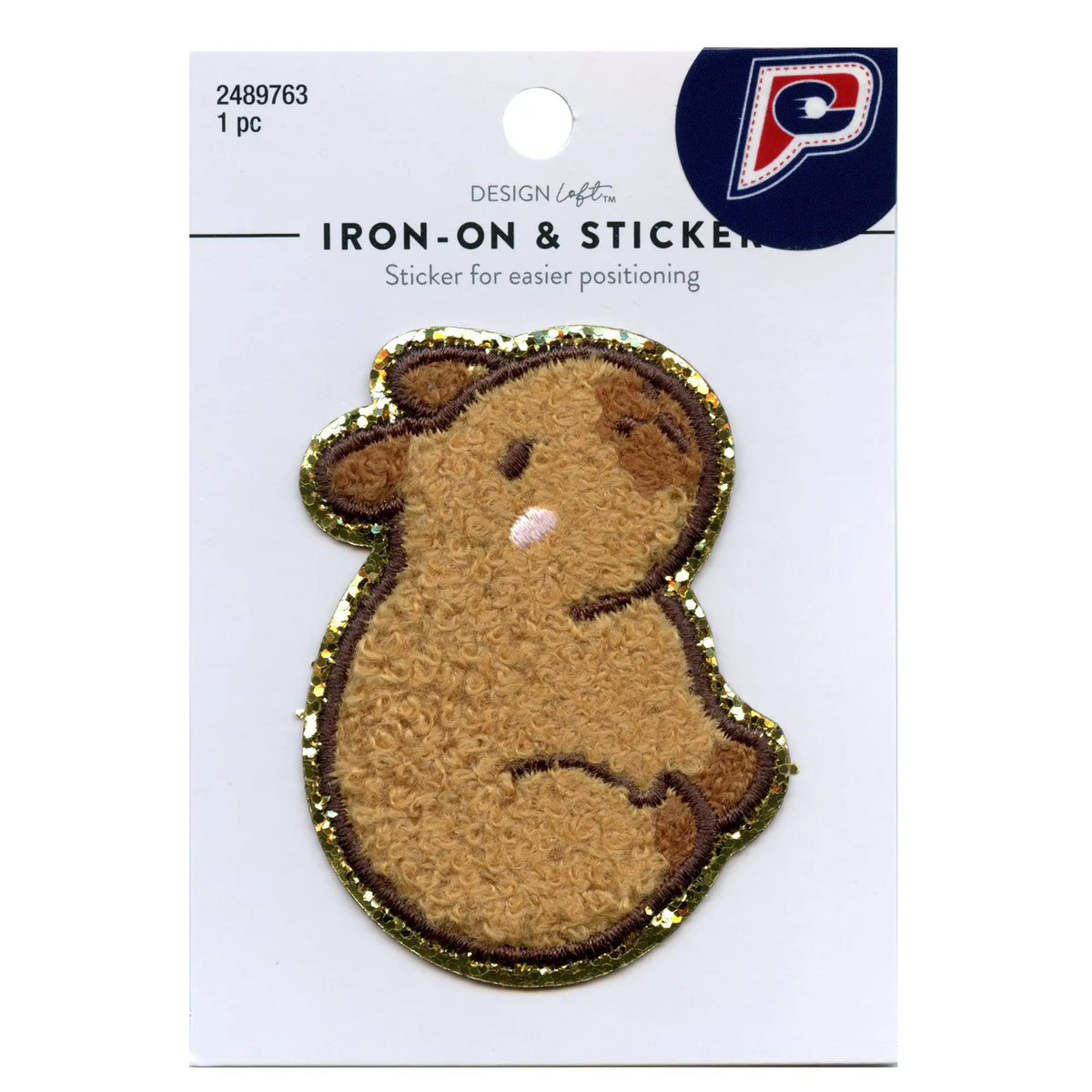 Cute Capybara Sitting Patch Blushing Glitter Mammal Chenille Iron On ...