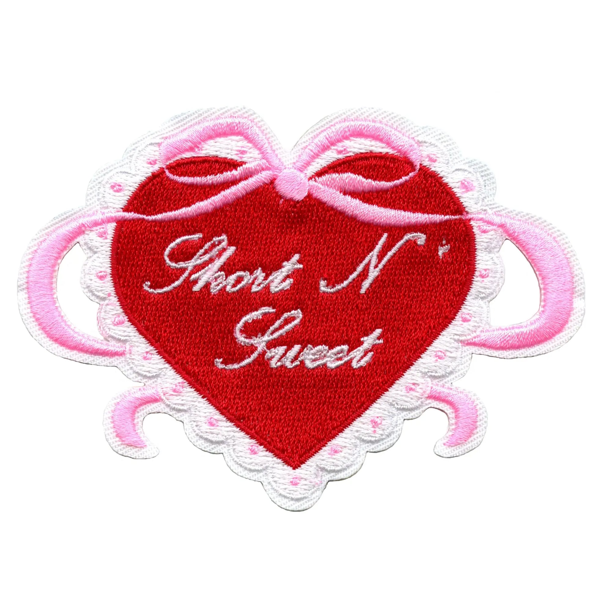 Cutesy Heart With Bow Patch Sweet Coquette Love Embroidered Iron On