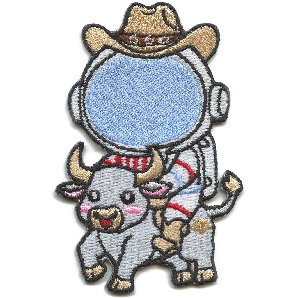 Cutesy Space Cow-boy Patch Houston Western Astronaut Embroidered Iron On