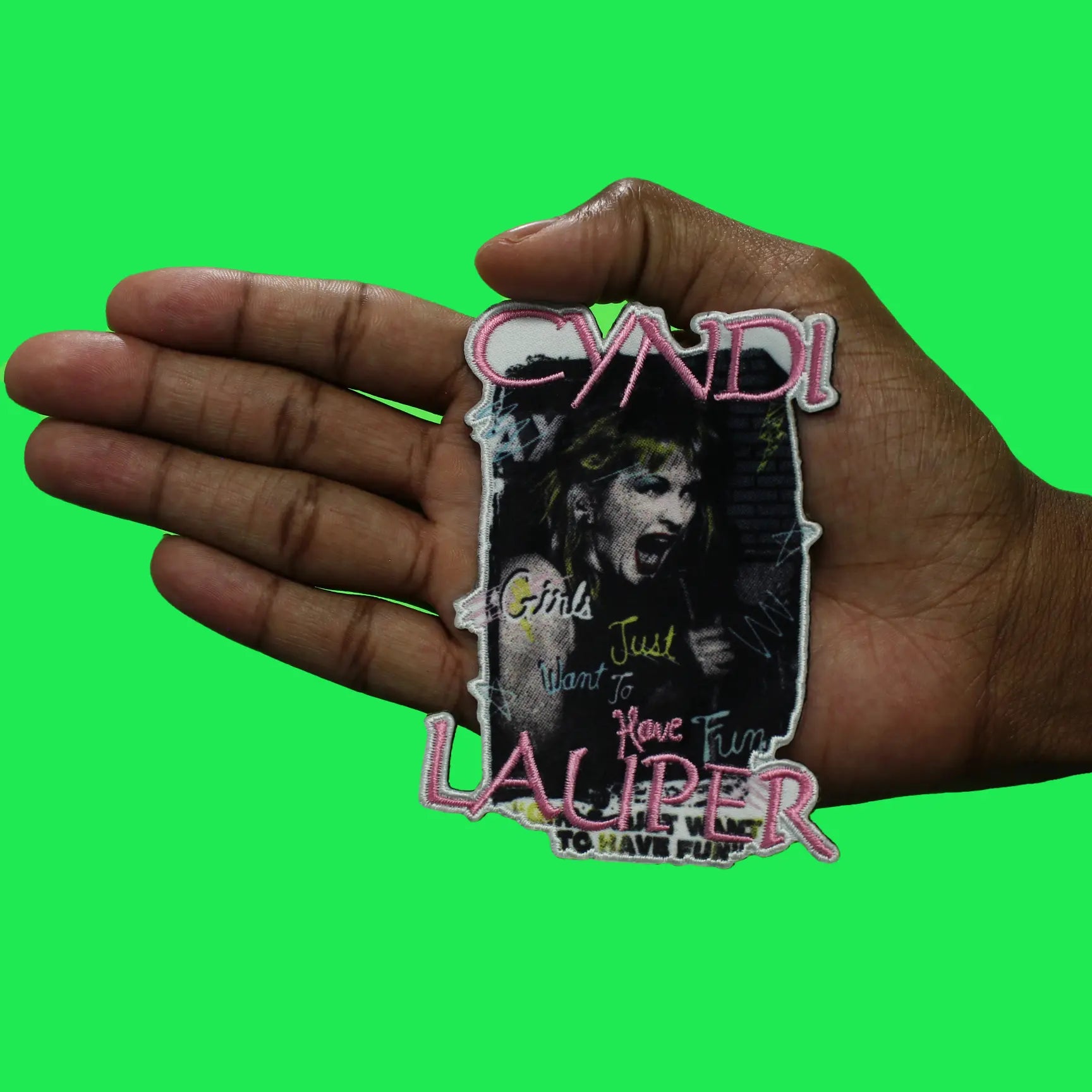 Cyndi Lauper Girls Wanna Have Fun Patch Portrait Music Sublimated Embroidery Iron On