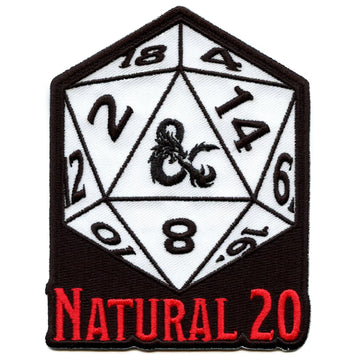 Dungeons And Dragons Natural 20 Patch Icosahedron Dice Game Embroidered Iron On