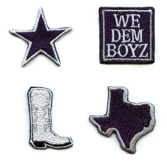 Dallas Football Team 4 Pack Mini Set Patch Boot Star Texas Embroidered Iron On