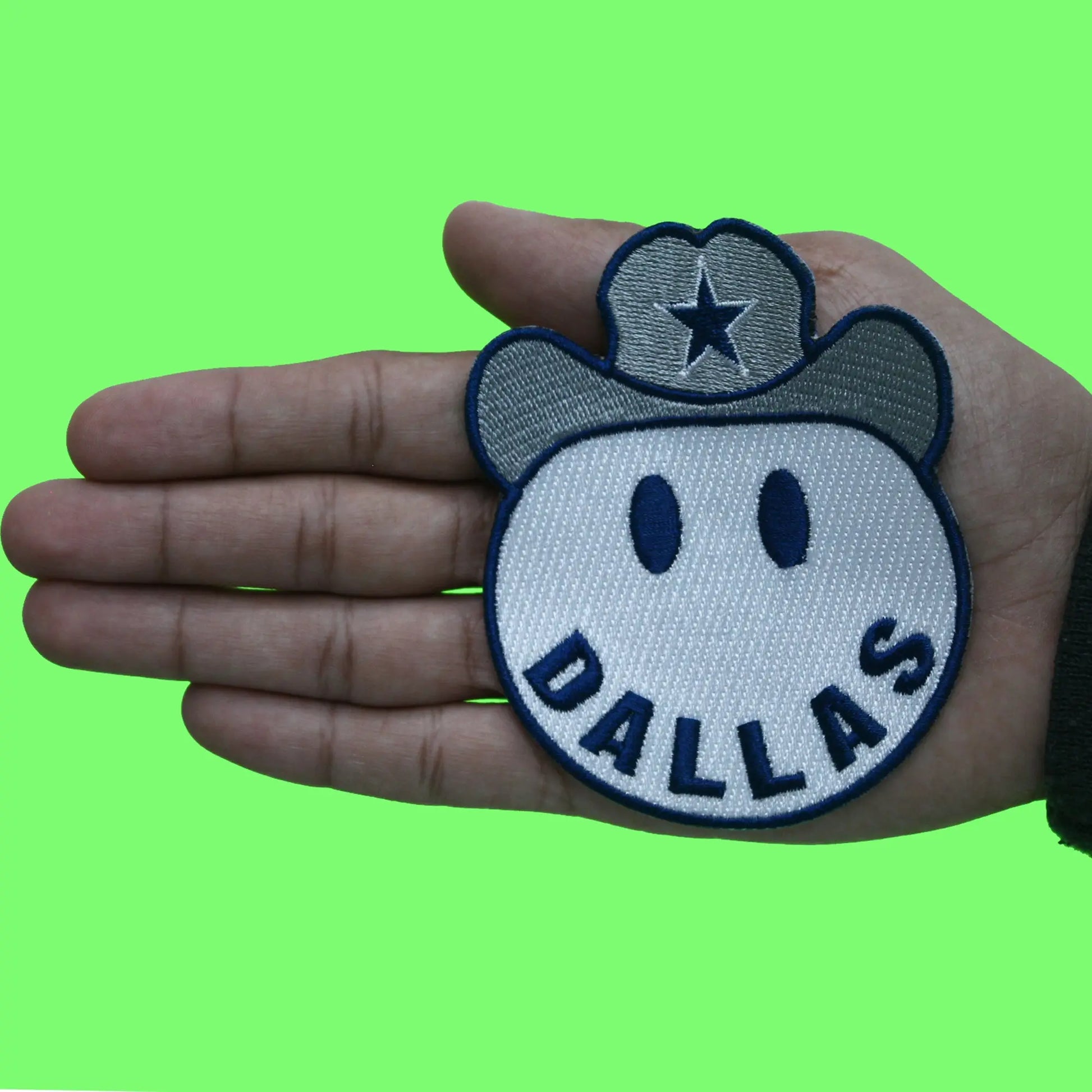 Dallas Smiley Hat Patch Football Sports Emoticon Embroidered Iron On