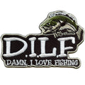 Damn I Love Fishing Patch D.I.L.F Bass Parody Embroidered Iron On