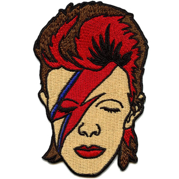 David Bowie Rock Patch Ziggy Face Headshot Embroidered Iron On