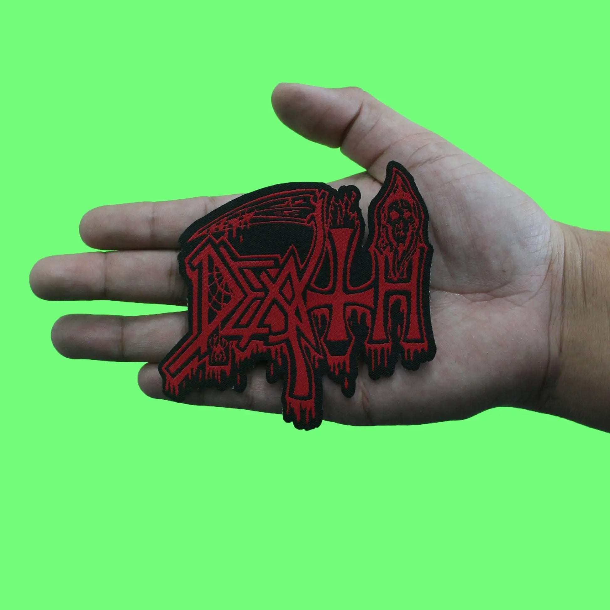 Death Standard Cut Out Patch Metal Rock Band Woven Iron On