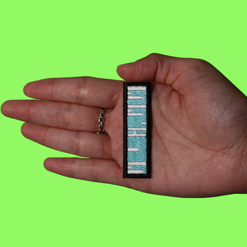 Demon Katana Patch Slayer Light Blue White Stripes Embroidered Iron On