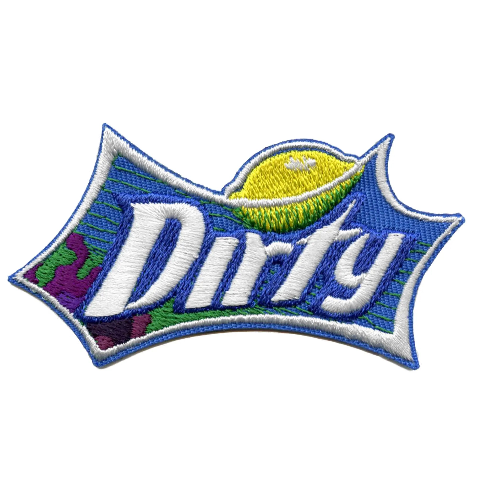 Patch avec logo Dirty Soda, sirop violet bu, brodé à repasser