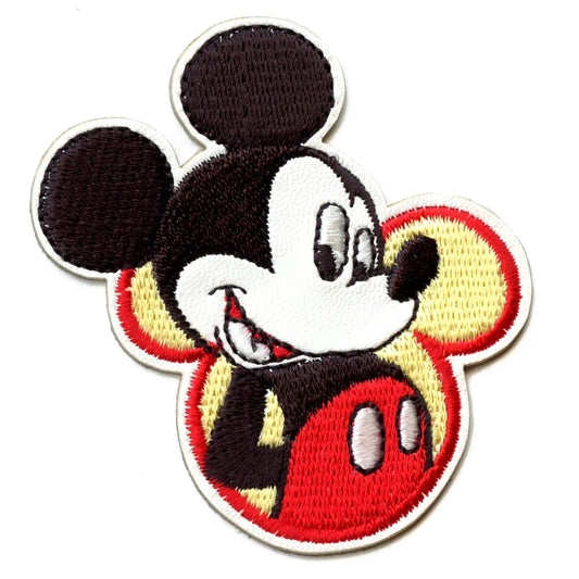 Disney Mickey Mouse Patch Inside Head Silhouette Leather Embroidered Iron On