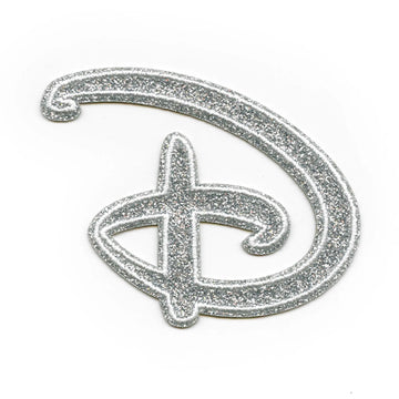 Disney D Logo Patch Glitter Silver Channel Applique Embroidered Iron On