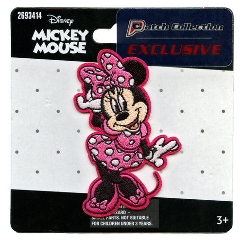 Disney Minnie Mouse Patch Classic Pink Outfit Embroidered Iron On