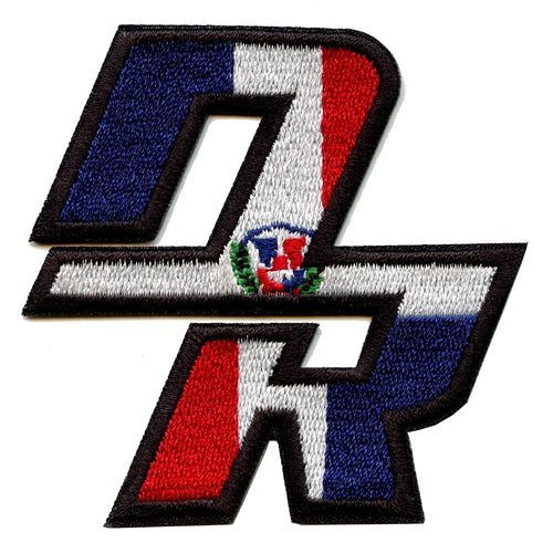 Dominican Republic Travel Patch Initial Flag Script Embroidered Iron On