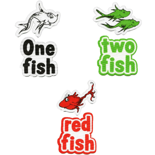 Dr. Seuss One Fish Two Fish Red Fish Iron On Twill Patches