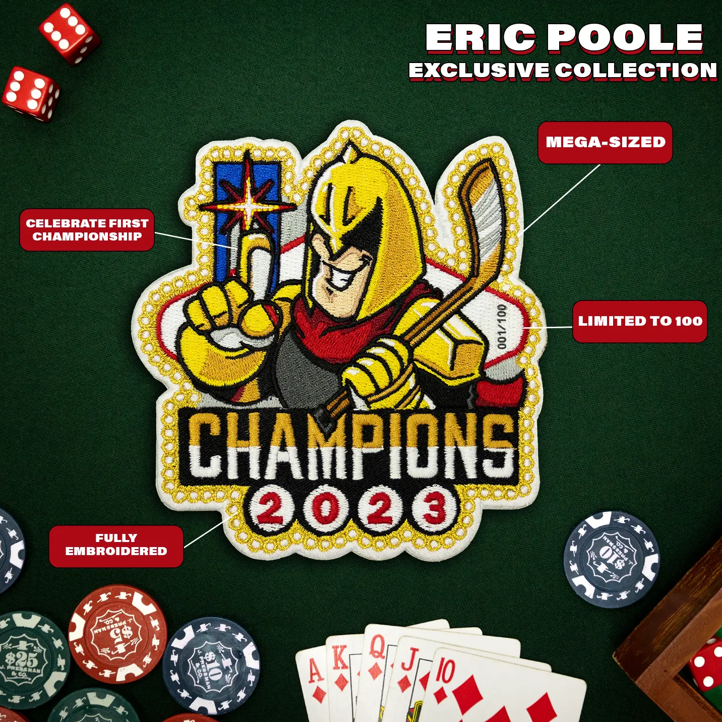 2023 Champions Las Vegas Nevada Knight Mascot Hockey Parody Embroidered Limited Patch