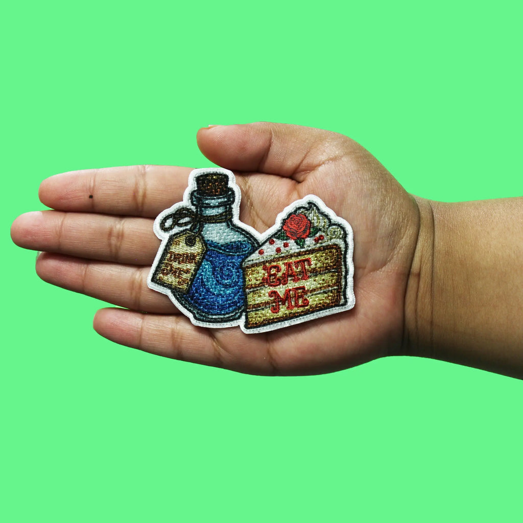 Eat Me Drink Me Patch Adventure Whimsical Movie Embroidered Iron On