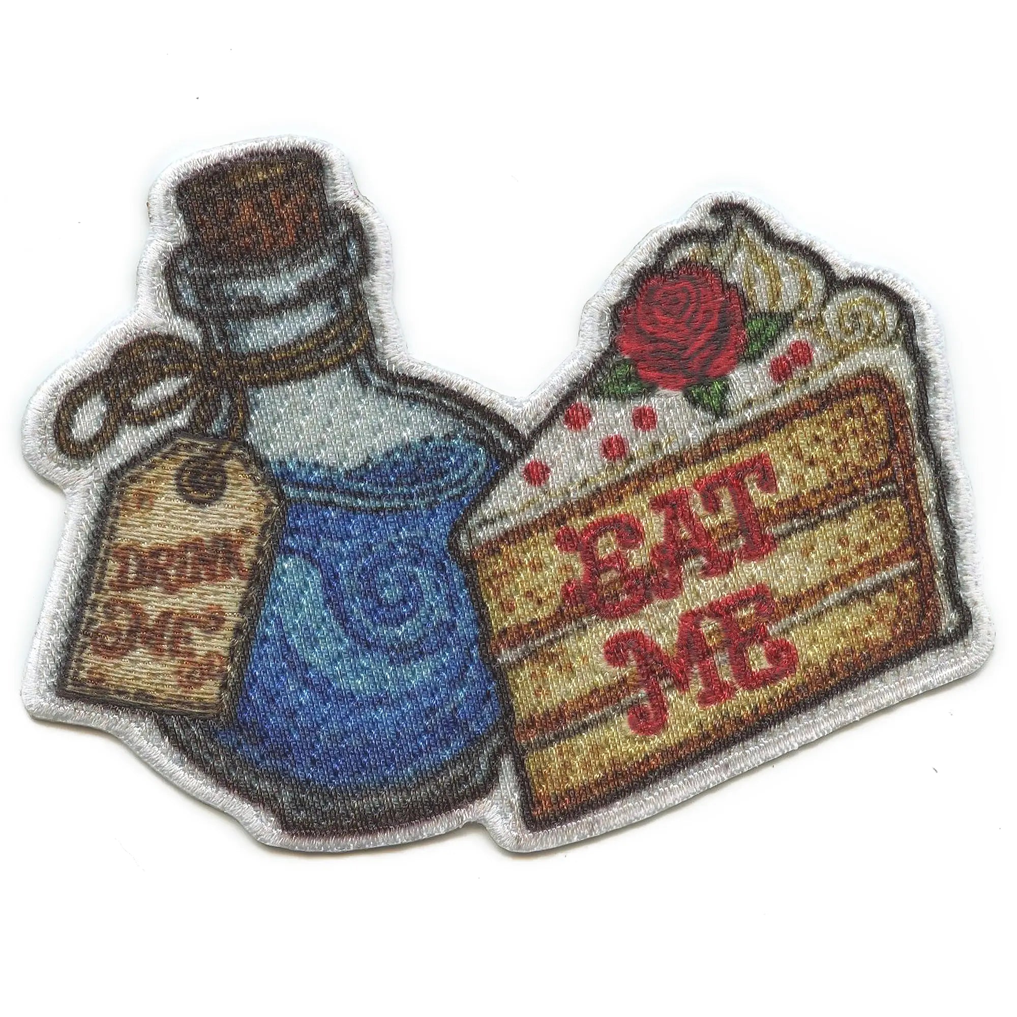 Eat Me Drink Me Patch Adventures In Wonderland Embroidered Iron On