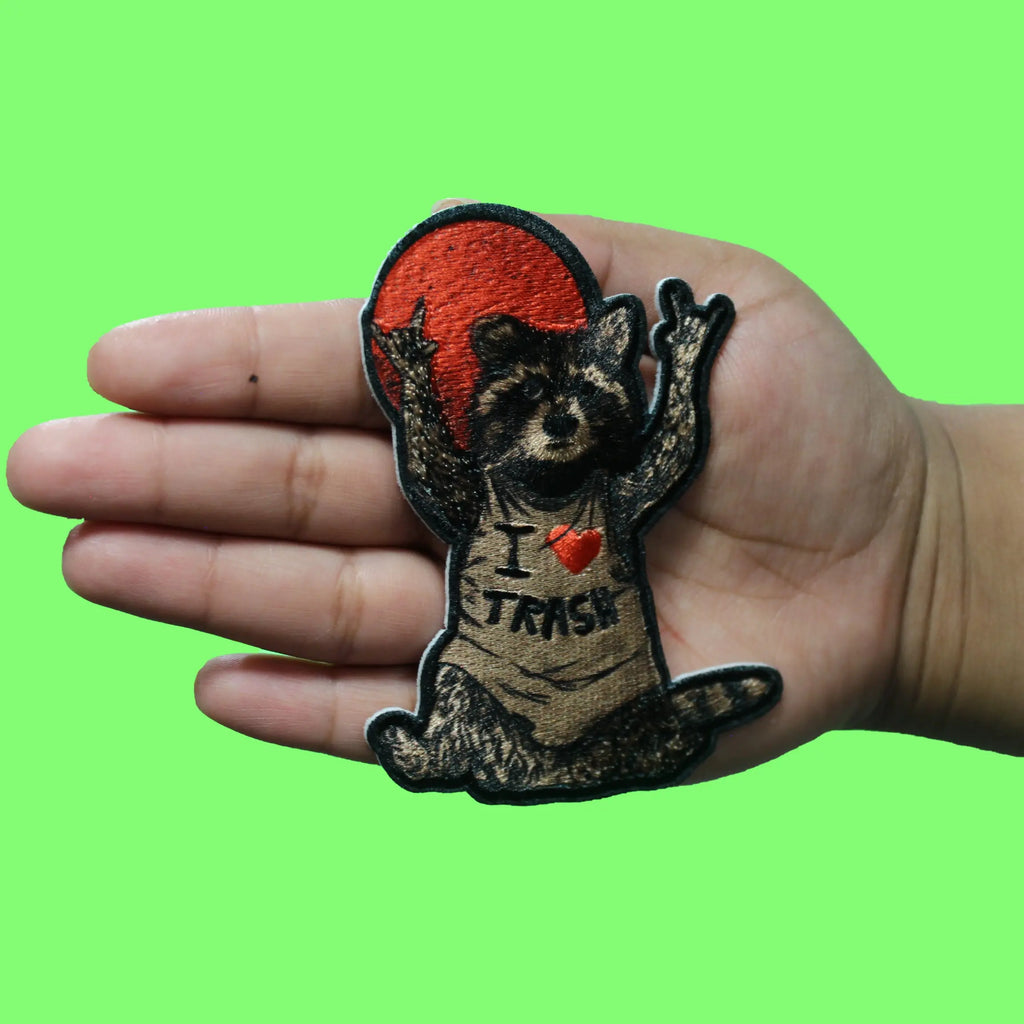 EduFly I Love Trash Patch Cute Raccoon Art Sublimated Iron On