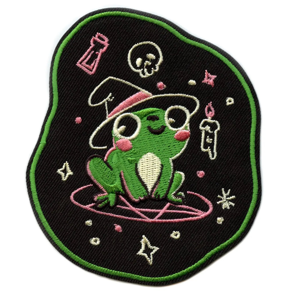 EduFly Witchy Frog Patch Cutesy Whimsical Art Embroidered Iron On