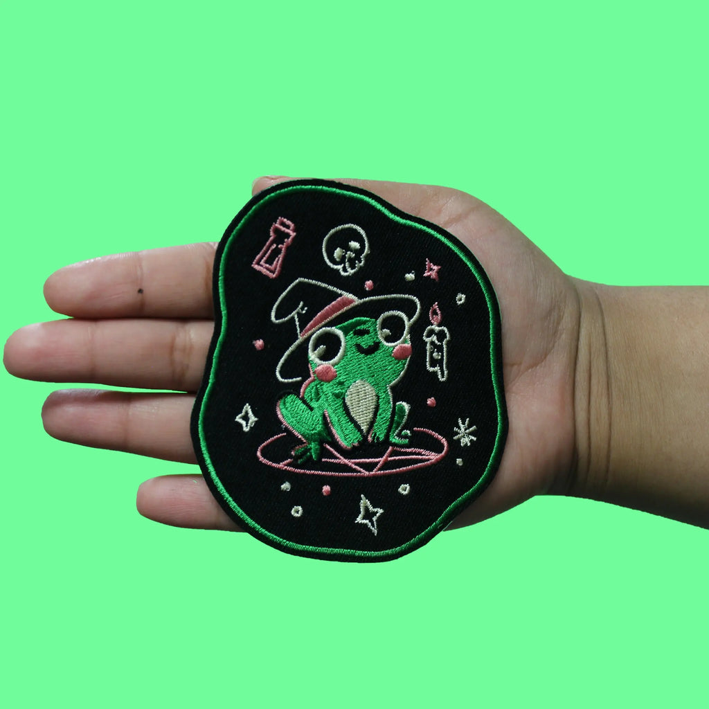EduFly Witchy Frog Patch Cutesy Whimsical Art Embroidered Iron On
