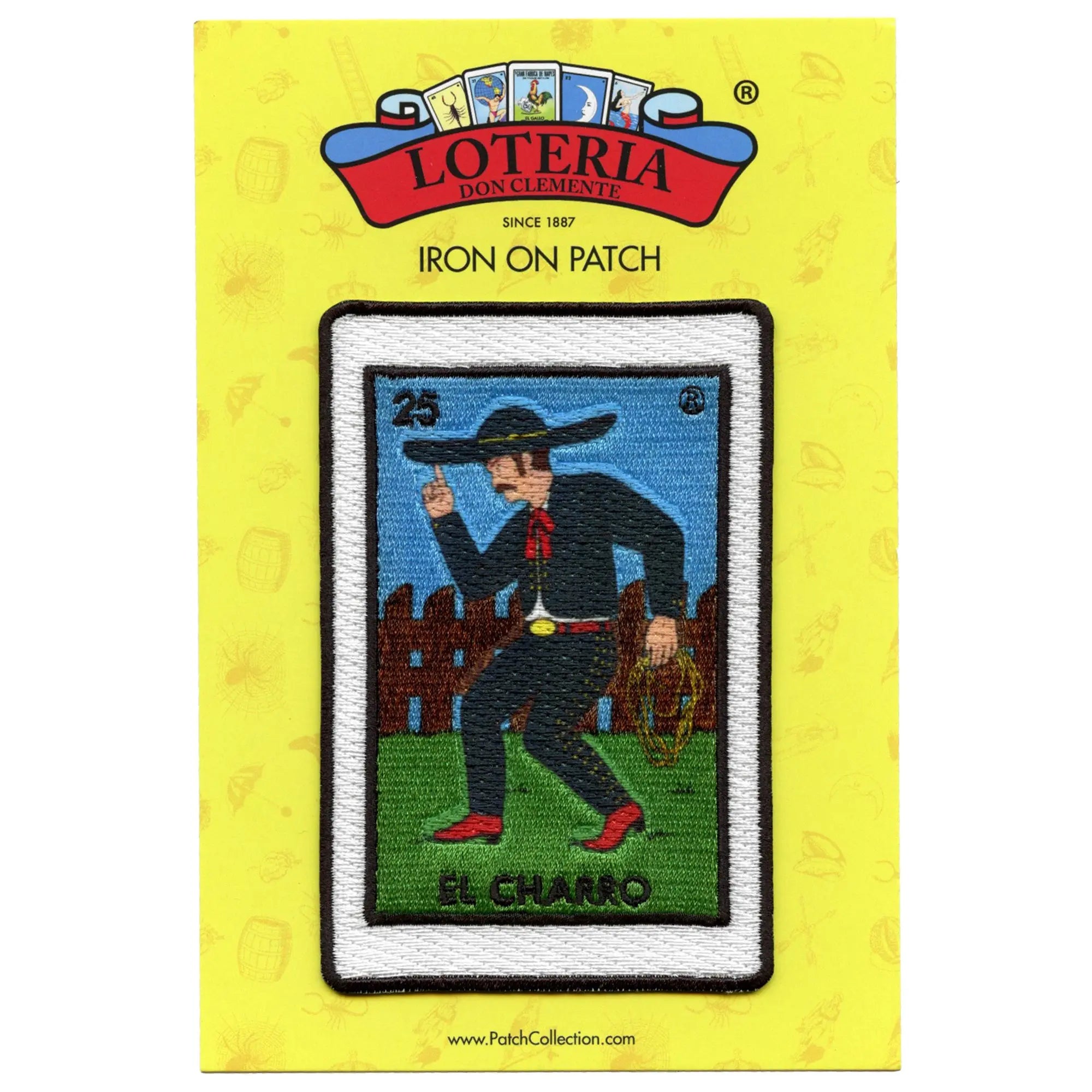 El Charro 25 Patch Cowboy Carte de loterie mexicaine Broderie sublimée Thermocollante