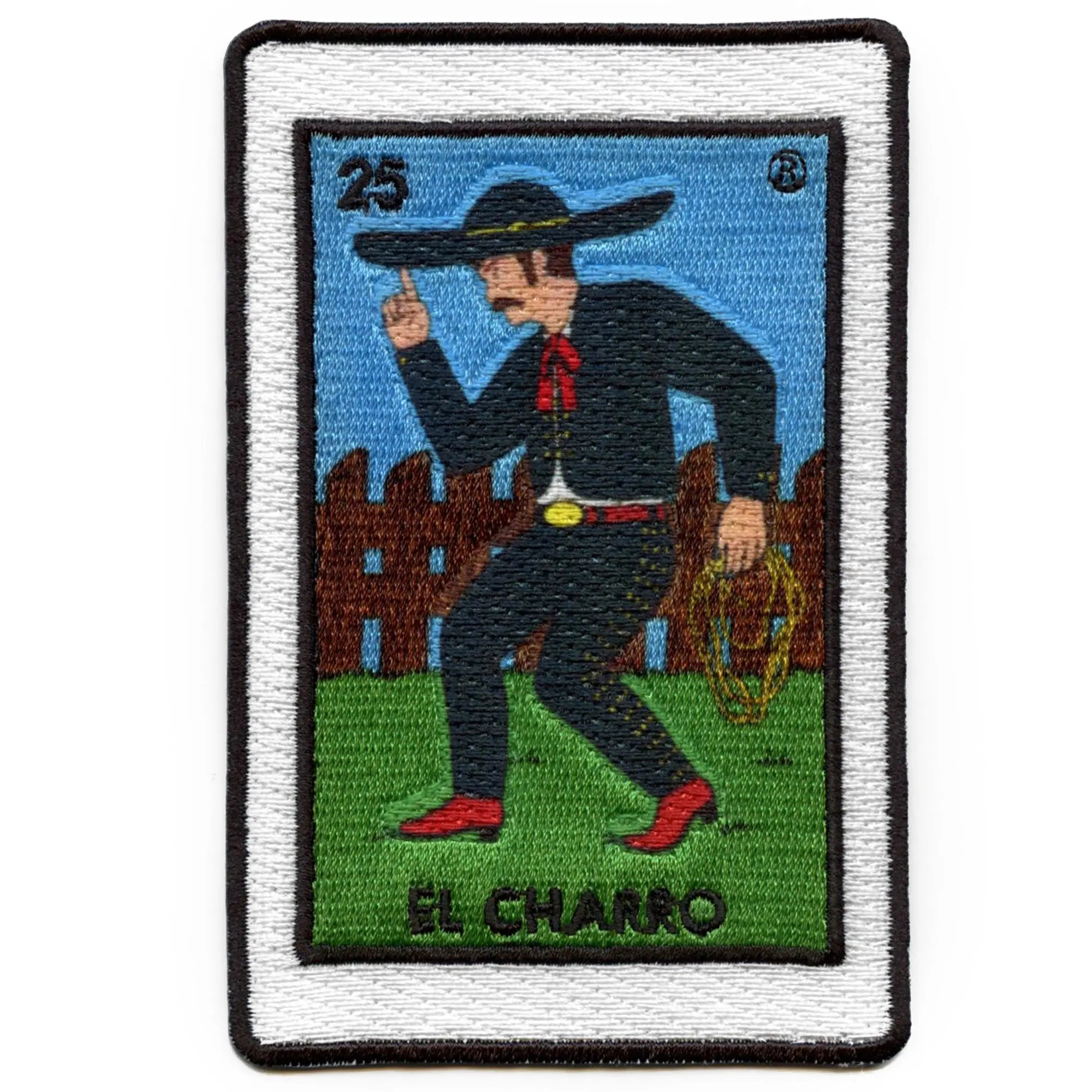 El Charro 25 Patch Cowboy Carte de loterie mexicaine Broderie sublimée Thermocollante