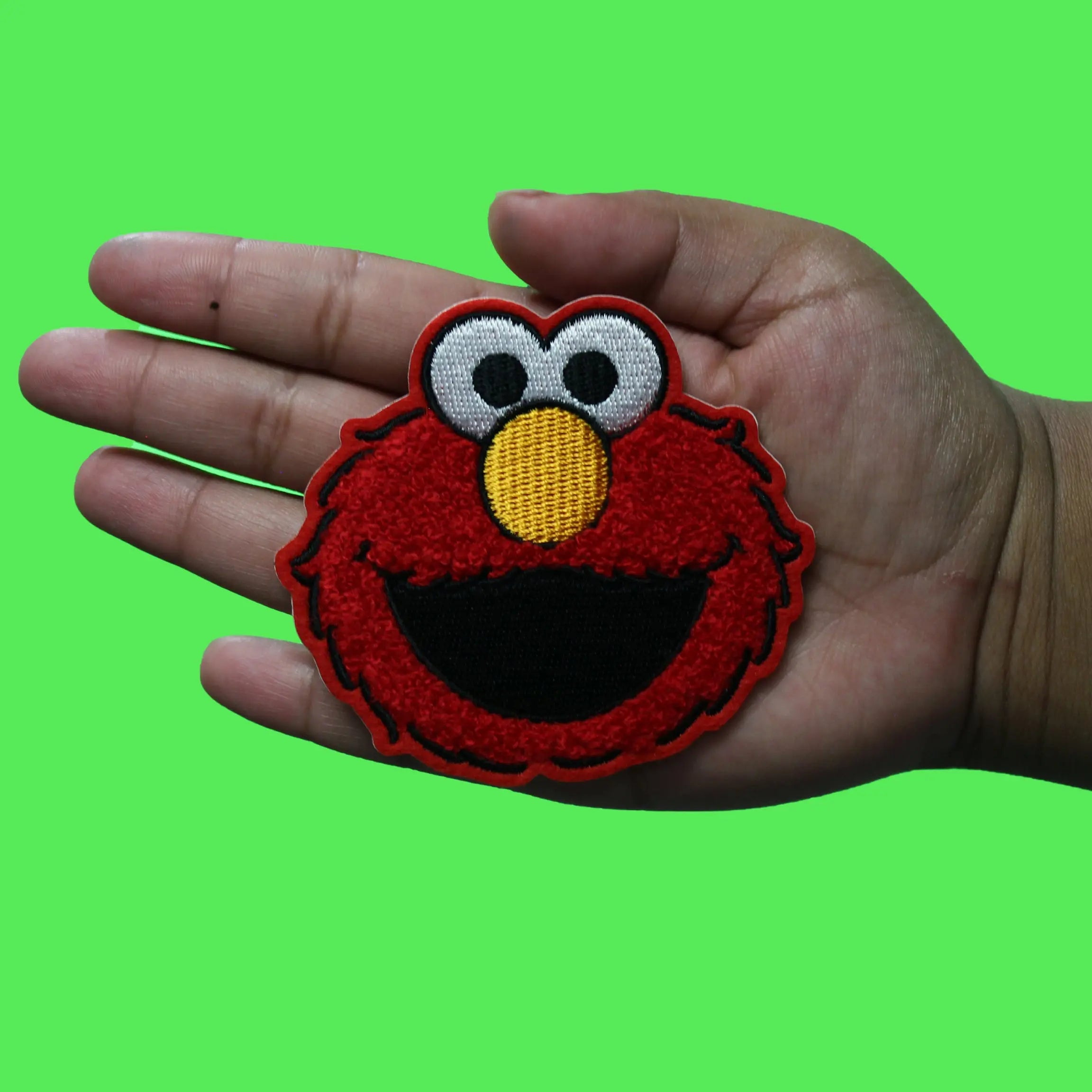 Elmo Face Portrait Patch 123 Sesame Street Chenille Embroidered Iron-On