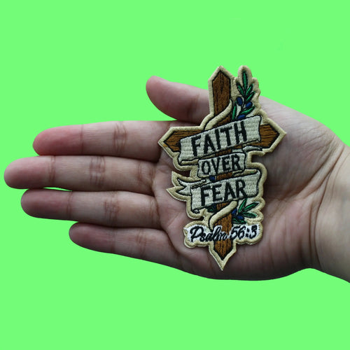 Faith Over Fear Patch Bible Scripture Religious Embroidered Iron On