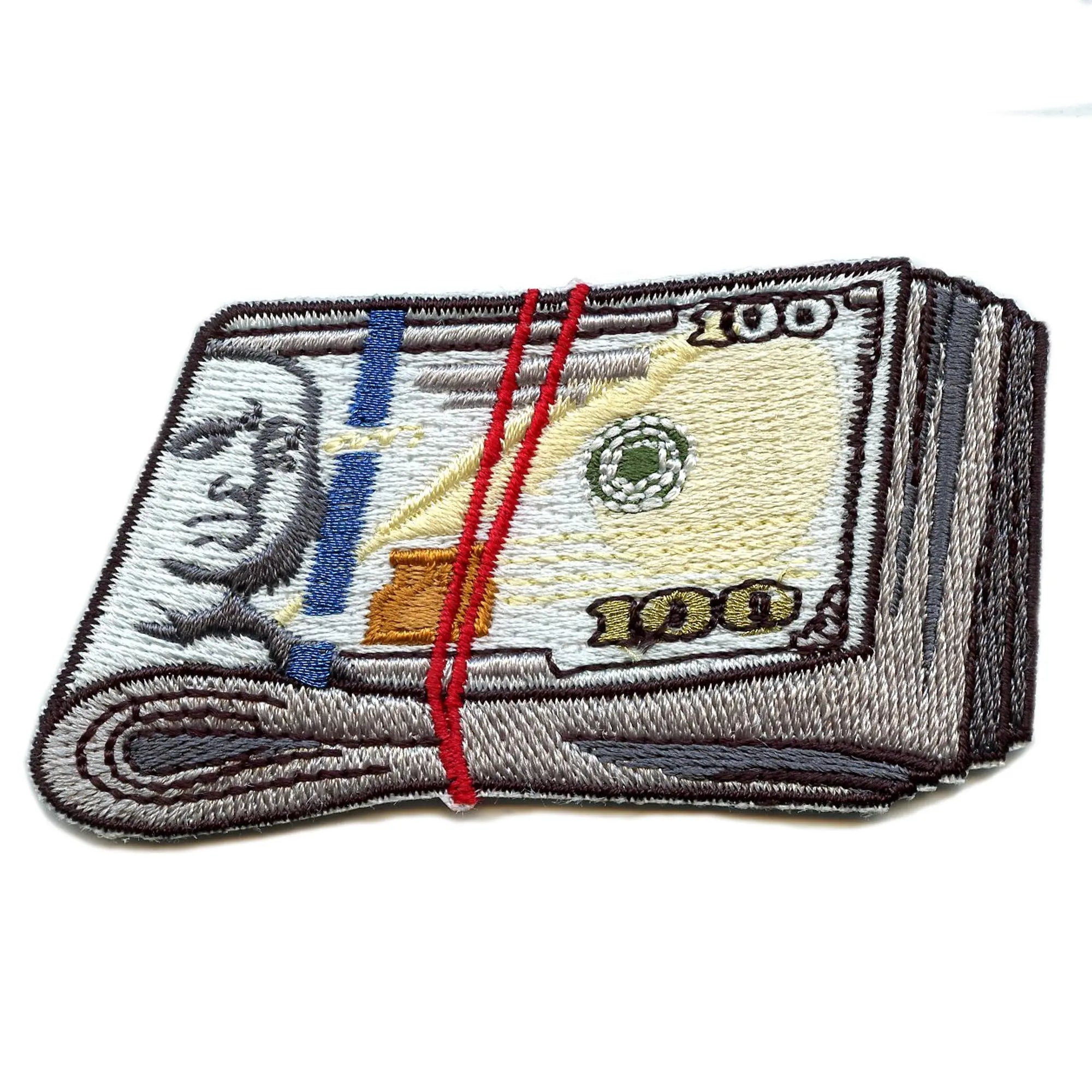 Fat Wad Dirty Money Patch Hundreds Blue Benjamins Embroidered Iron On ...