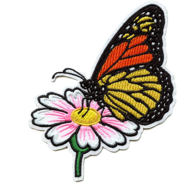 Flower Butterfly Insect Patch Nature Garden Plant Embroidered Iron On