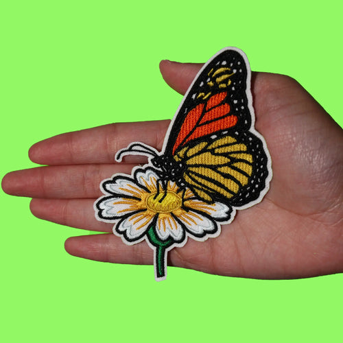 Flower Butterfly Insect Patch Nature Garden Plant Embroidered Iron On