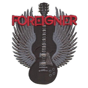 Foreigner Guitar Wings Patch Hard Rock Band Embroidered Iron On