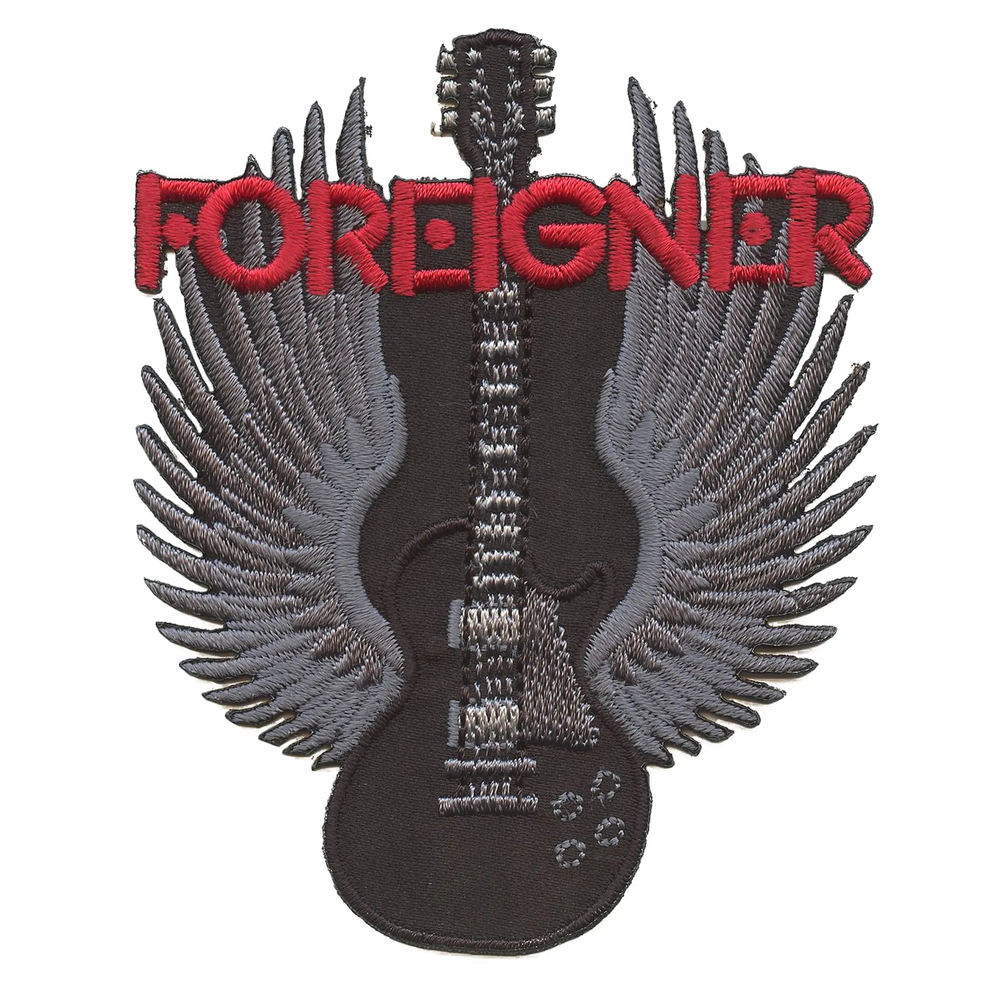 Foreigner Guitar Wings Patch Hard Rock Band Embroidered Iron On