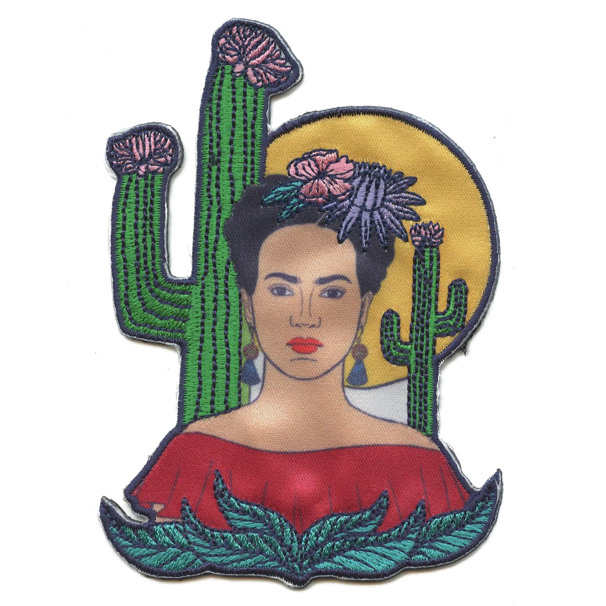 Patch Famous Frida Kahlo Cacti Portrait Patch Famous Women Art Sublimated Embroider ...