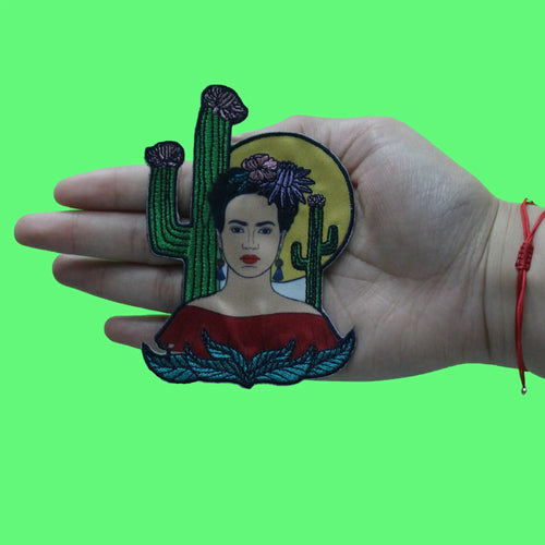 Frida Kahlo Cacti Portrait Patch Famous Women Art Sublimated Embroidered Iron On