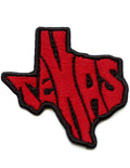 Funky Script Red and Black Patch Texas Travel State Embroidered Iron-On